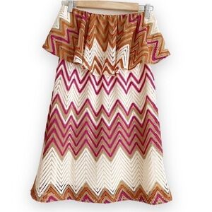Judith March strapless tunic top crochet Chevron